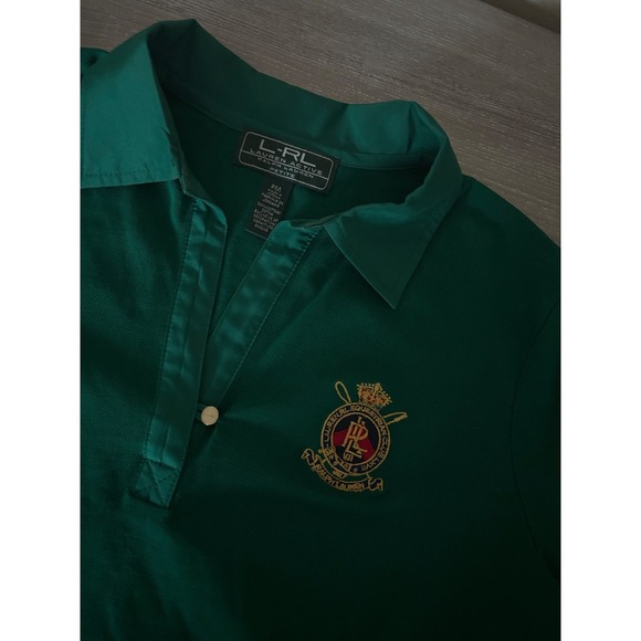 L RL Ralph Lauren Active Petite Medium Polo Shirt Equestrian Crest 3/4 Sleeve - Picture 4 of 8